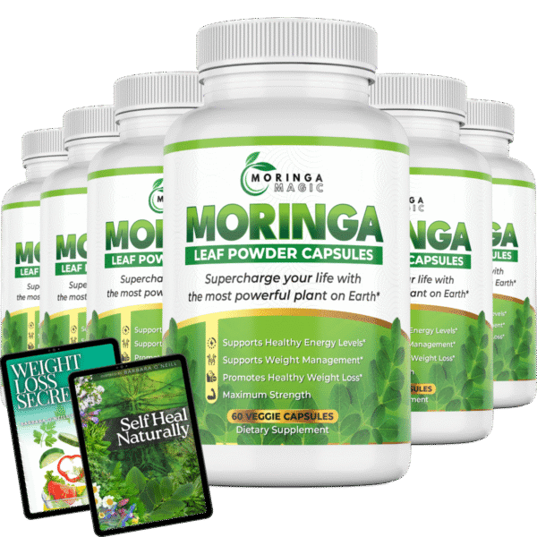 6Bottles_eBooks Six bottles of Moringa Magic Leaf Powder Capsules, 180 day supply