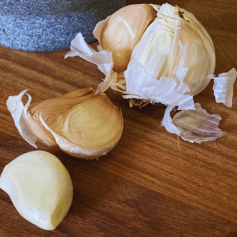 garlic-cloves freshly harvested ginger from garden used for homemade herbal tea