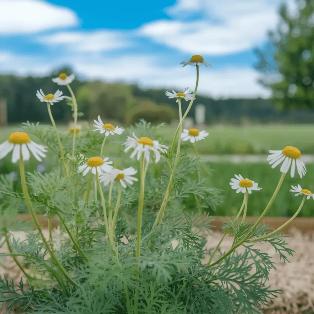 growing chamomile in the garden
