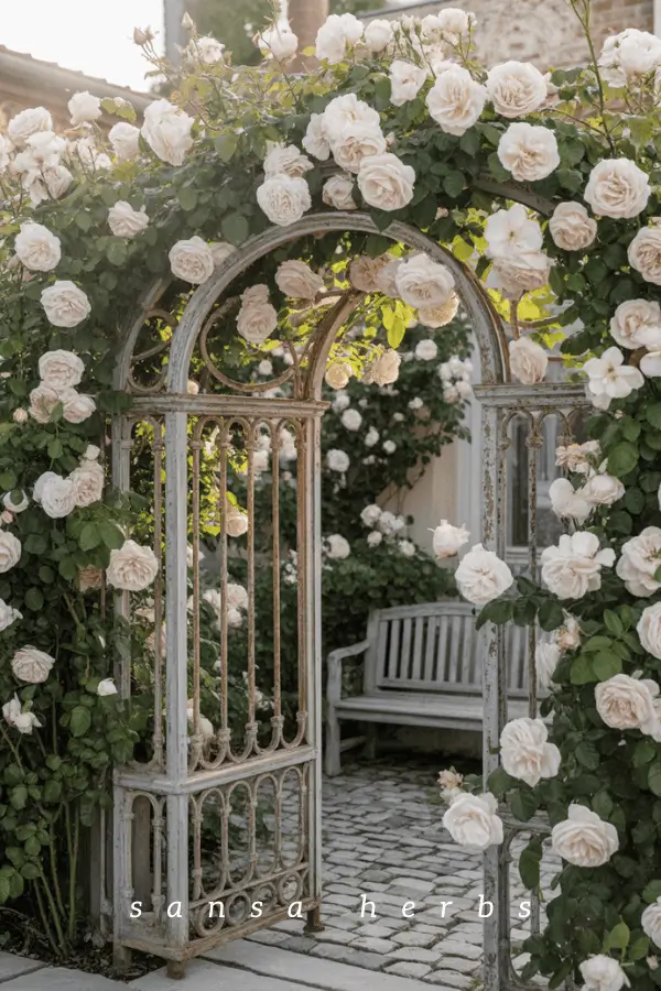 old trellis with roses