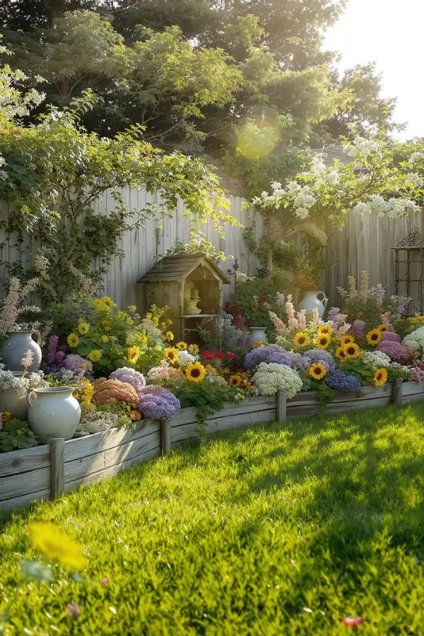 wattle fence garden bed inspo cottagecore backyard